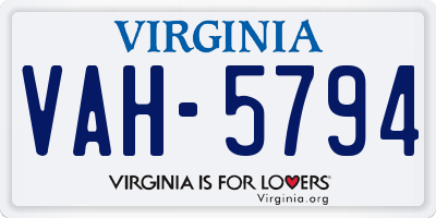 VA license plate VAH5794