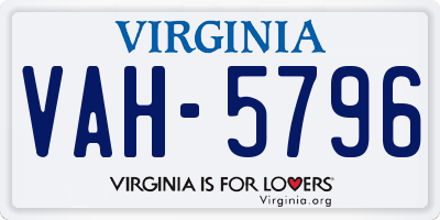 VA license plate VAH5796