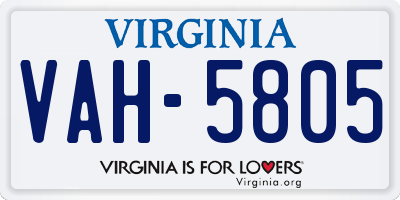 VA license plate VAH5805