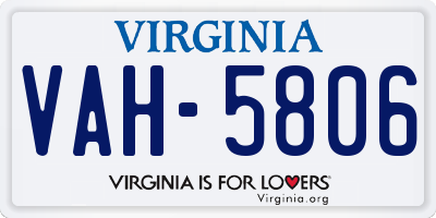 VA license plate VAH5806