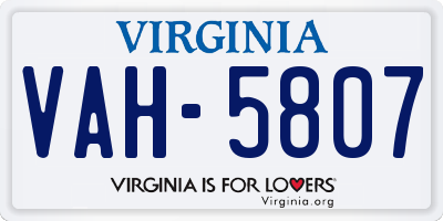 VA license plate VAH5807