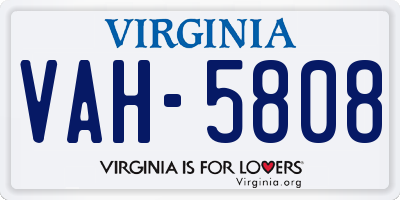 VA license plate VAH5808