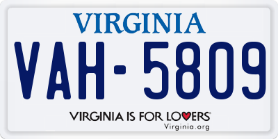 VA license plate VAH5809