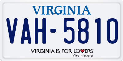 VA license plate VAH5810