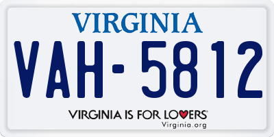 VA license plate VAH5812