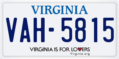 VA license plate VAH5815