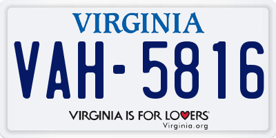 VA license plate VAH5816