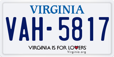 VA license plate VAH5817