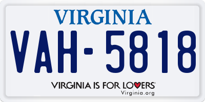 VA license plate VAH5818