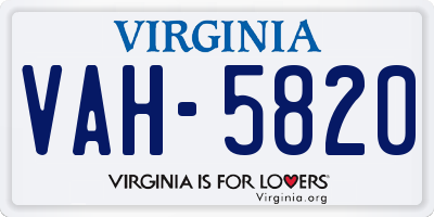 VA license plate VAH5820