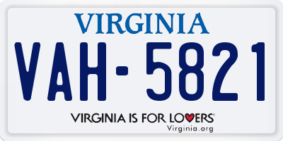 VA license plate VAH5821