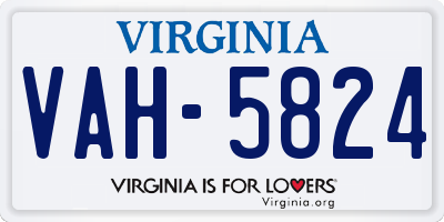 VA license plate VAH5824
