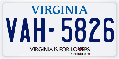 VA license plate VAH5826