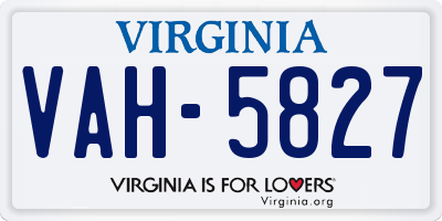 VA license plate VAH5827