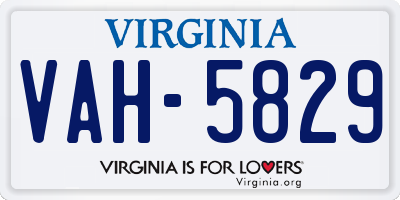 VA license plate VAH5829