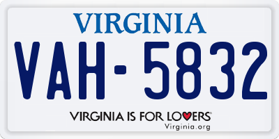 VA license plate VAH5832