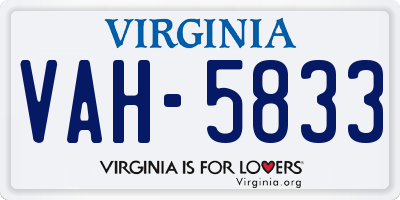 VA license plate VAH5833