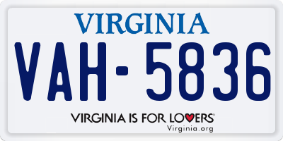 VA license plate VAH5836