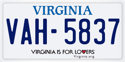 VA license plate VAH5837