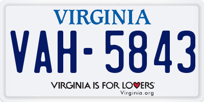 VA license plate VAH5843