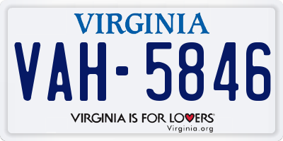 VA license plate VAH5846