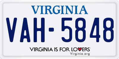 VA license plate VAH5848