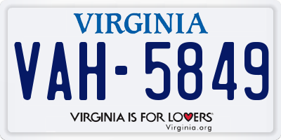 VA license plate VAH5849