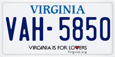 VA license plate VAH5850