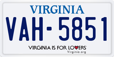 VA license plate VAH5851