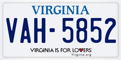 VA license plate VAH5852