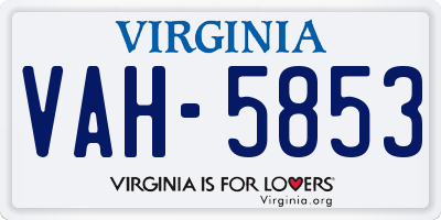 VA license plate VAH5853