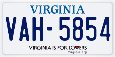 VA license plate VAH5854