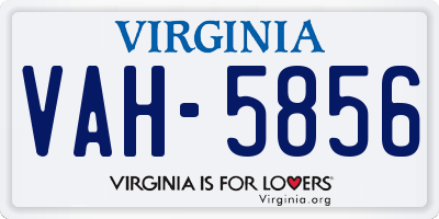 VA license plate VAH5856
