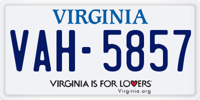 VA license plate VAH5857