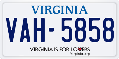 VA license plate VAH5858