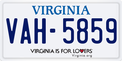 VA license plate VAH5859