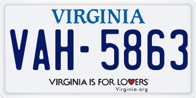 VA license plate VAH5863