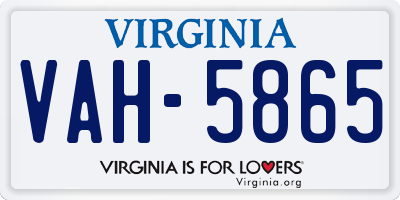 VA license plate VAH5865