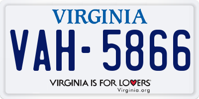 VA license plate VAH5866