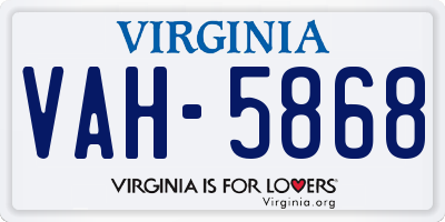 VA license plate VAH5868