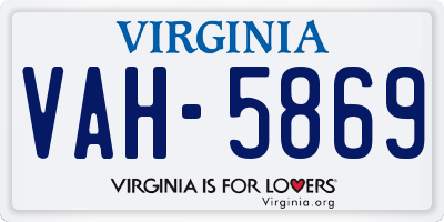 VA license plate VAH5869