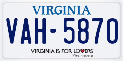 VA license plate VAH5870