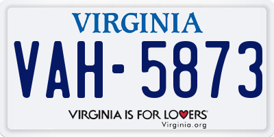 VA license plate VAH5873