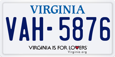 VA license plate VAH5876