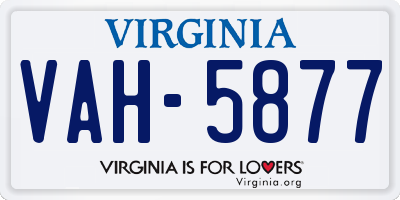 VA license plate VAH5877