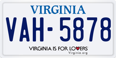 VA license plate VAH5878
