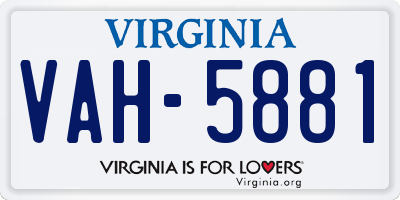 VA license plate VAH5881