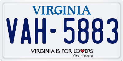VA license plate VAH5883