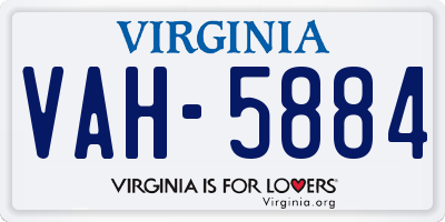 VA license plate VAH5884