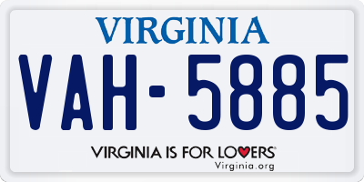 VA license plate VAH5885